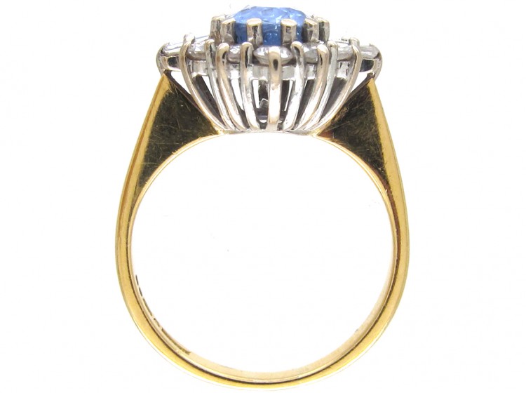 Sapphire & Diamond Oval Cluster Ring