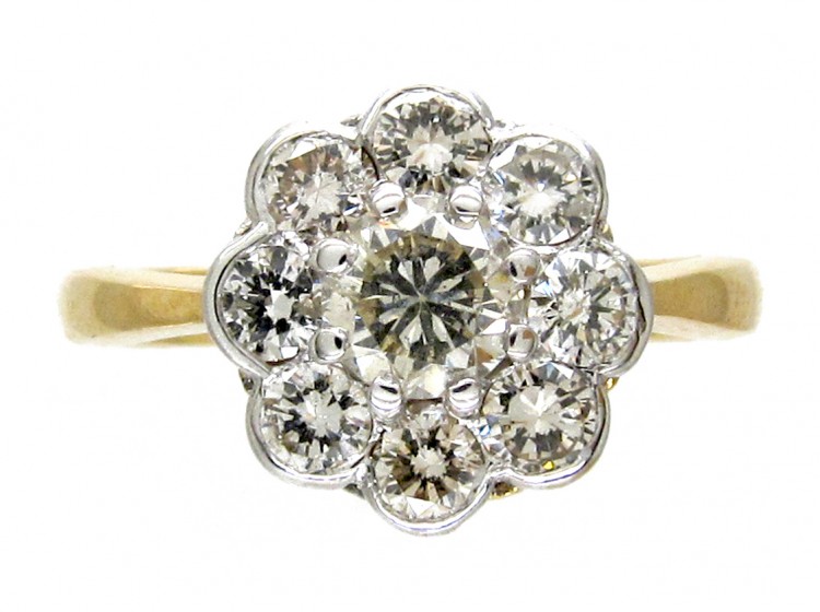 18ct Gold & Platinum Diamond Cluster Ring
