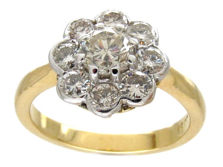 18ct Gold & Platinum Diamond Cluster Ring