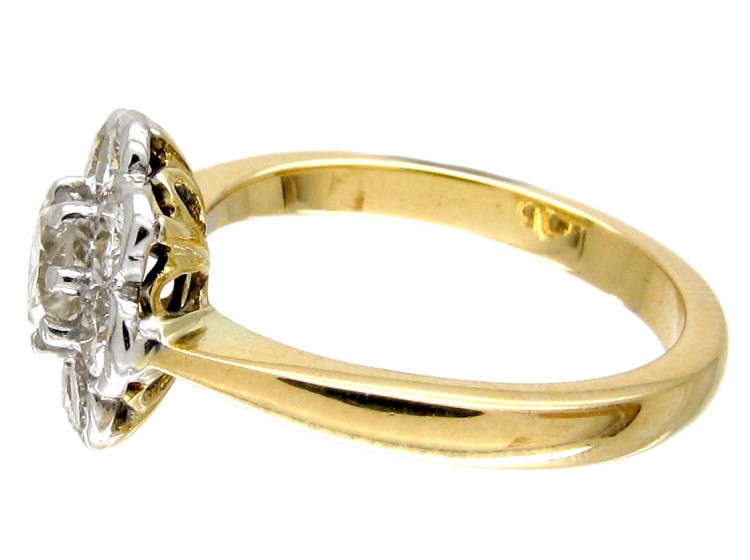 18ct Gold & Platinum Diamond Cluster Ring
