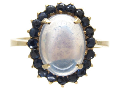 Moonstone & Sapphire Oval Ring