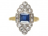 Art Deco Sapphire & Diamond Marquise Ring