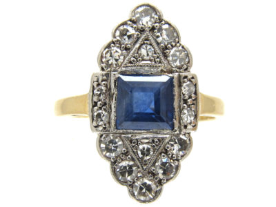 Art Deco Sapphire & Diamond Marquise Ring
