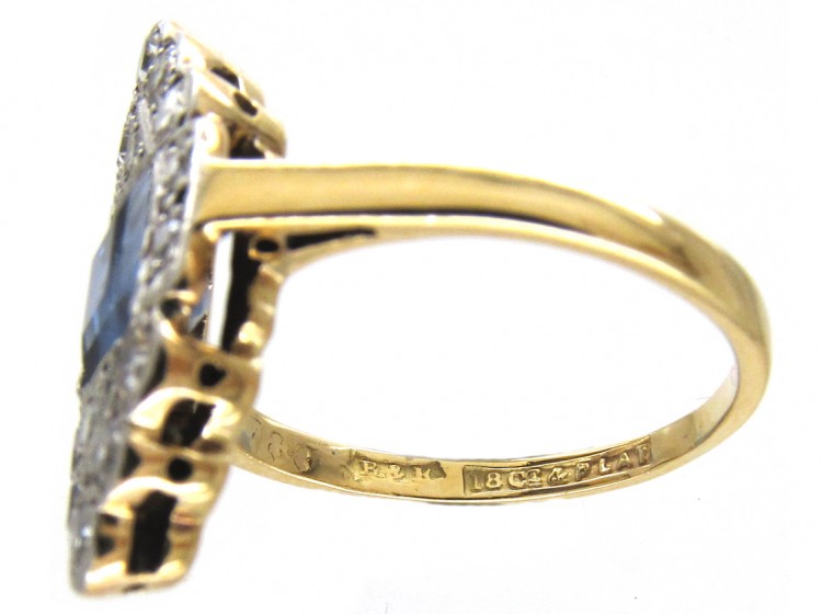 Art Deco Sapphire & Diamond Marquise Ring
