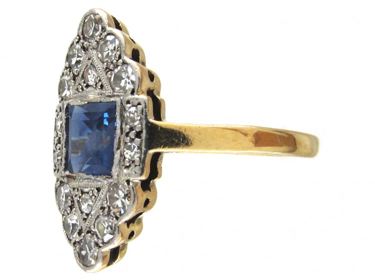 Art Deco Sapphire & Diamond Marquise Ring