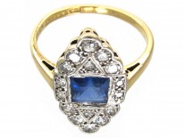 Art Deco Sapphire & Diamond Marquise Ring