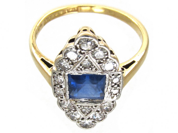 Art Deco Sapphire & Diamond Marquise Ring