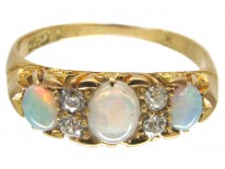 Three Stone Opal & Diamond Edwardian Ring