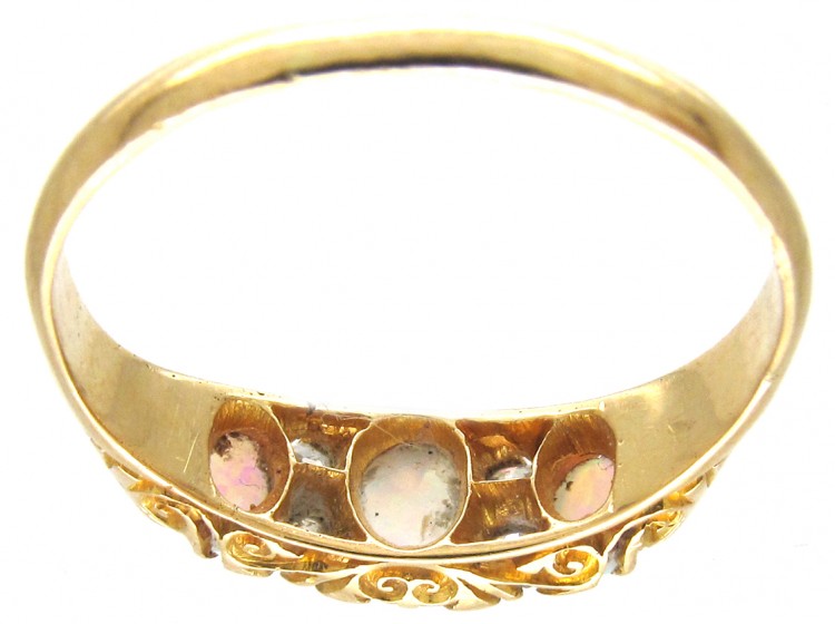 Three Stone Opal & Diamond Edwardian Ring