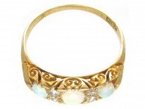 Three Stone Opal & Diamond Edwardian Ring