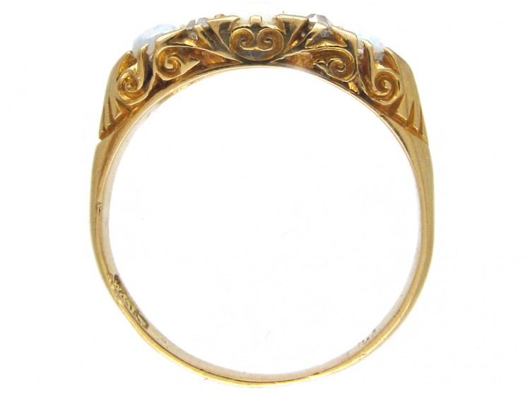 Three Stone Opal & Diamond Edwardian Ring