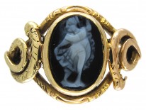 Early Victorian Sardonyx Dancing Nymph & Snakes Ring