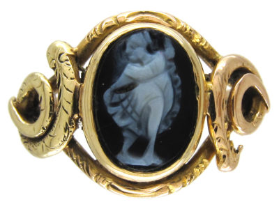 Early Victorian Sardonyx Dancing Nymph & Snakes Ring