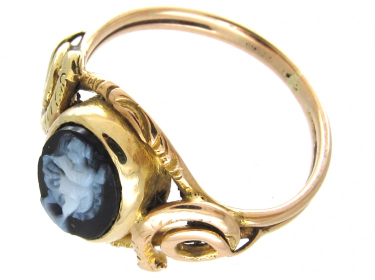 Early Victorian Sardonyx Dancing Nymph & Snakes Ring