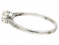 Art Deco Diamond Solitaire Ring with Diamond Shoulders