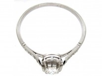 Art Deco Diamond Solitaire Ring with Diamond Shoulders
