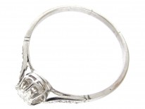 Art Deco Diamond Solitaire Ring with Diamond Shoulders