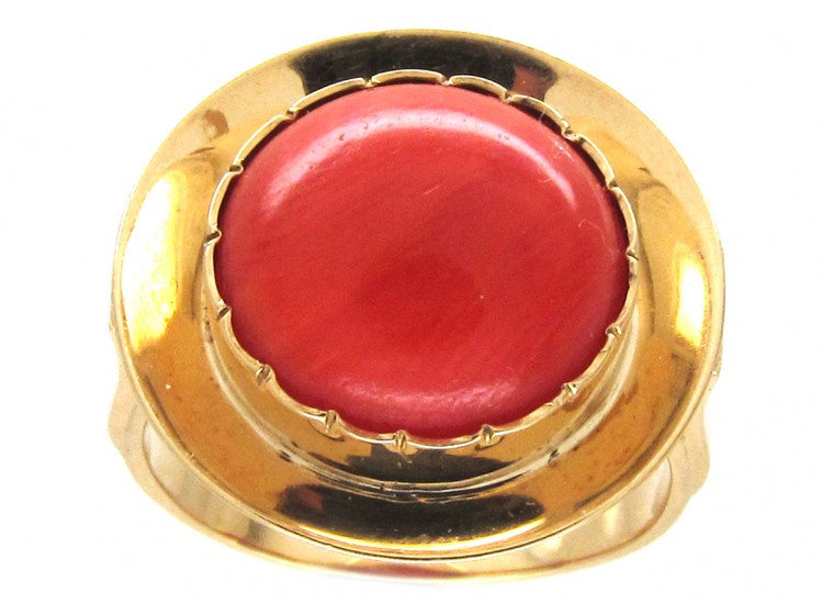 Gold & Coral Target Ring