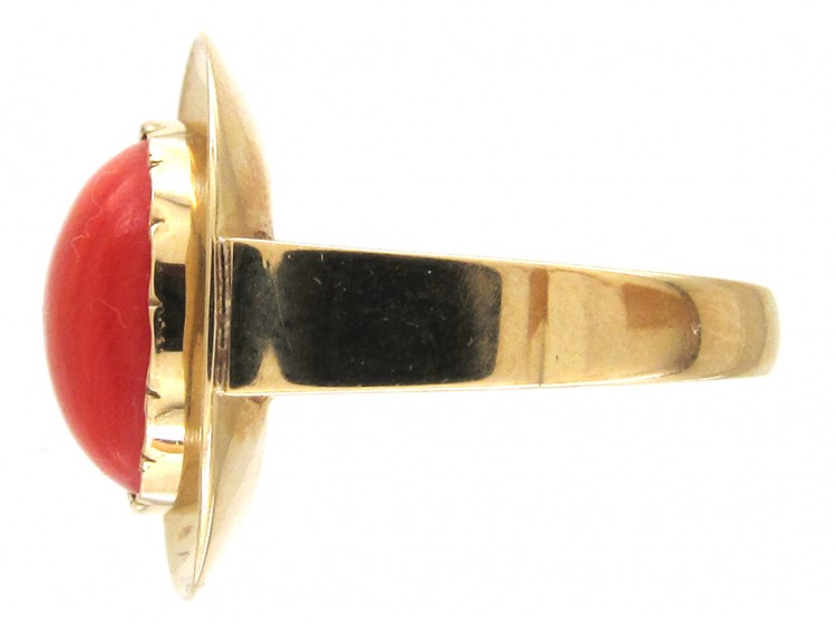 Gold & Coral Target Ring