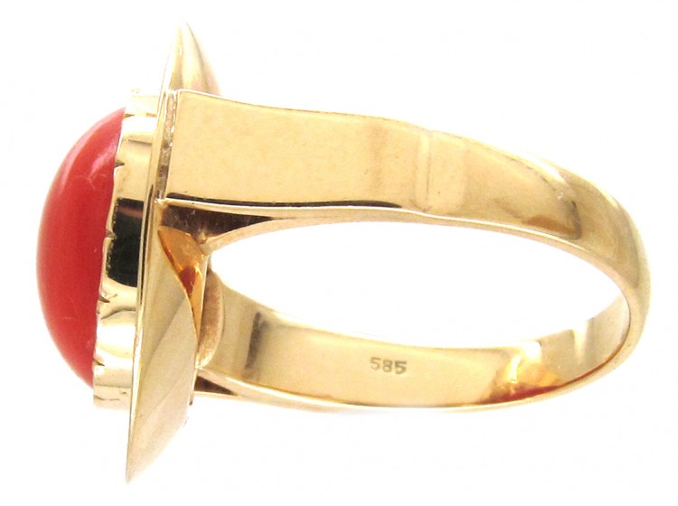 Gold & Coral Target Ring