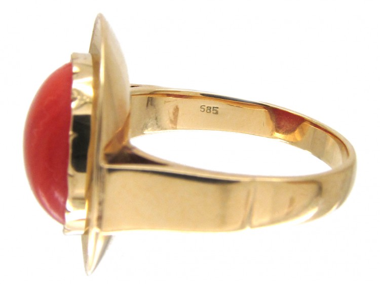 Gold & Coral Target Ring