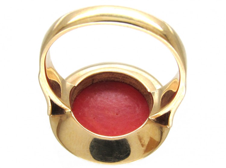 Gold & Coral Target Ring