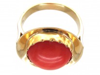 Gold & Coral Target Ring