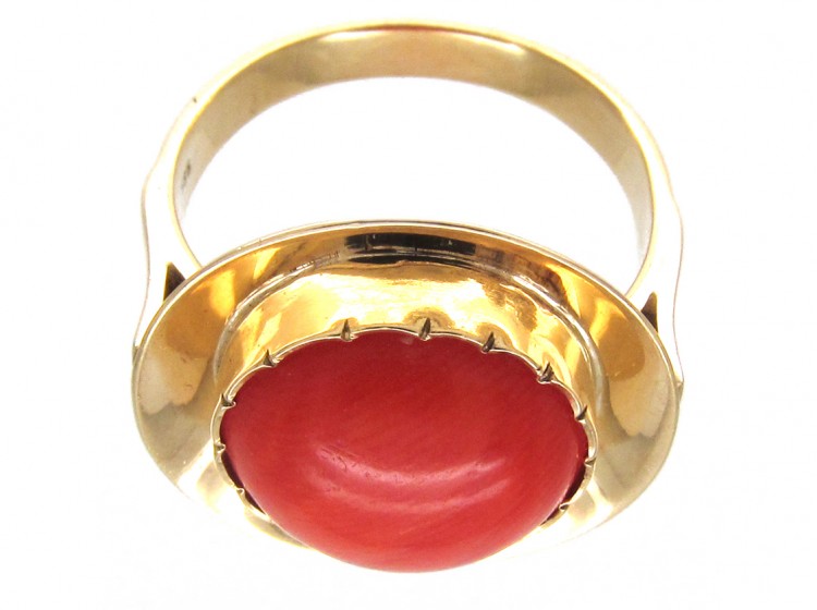 Gold & Coral Target Ring