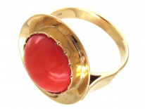 Gold & Coral Target Ring