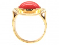 Gold & Coral Target Ring