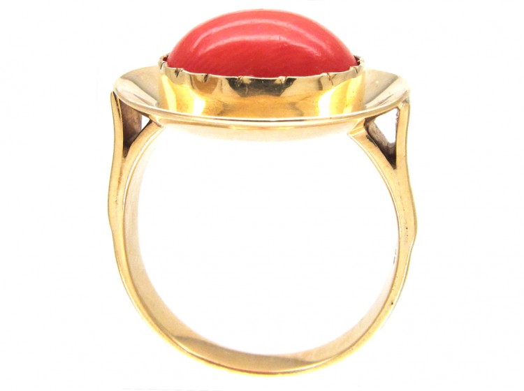 Gold & Coral Target Ring