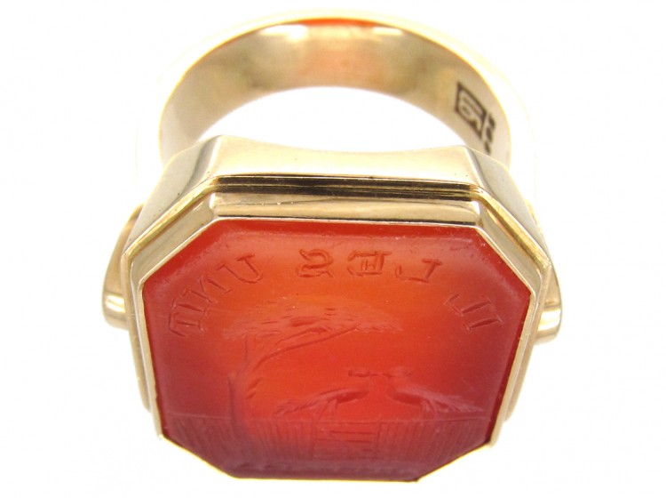 Gold & Carnelian Love Birds Ring