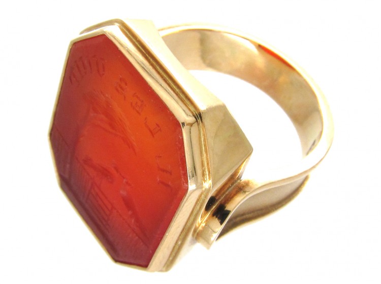 Gold & Carnelian Love Birds Ring