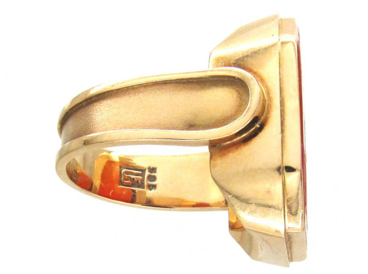 Gold & Carnelian Love Birds Ring