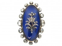 Georgian Rose Diamond & Blue Enamel Oval Ring