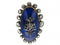Georgian Rose Diamond & Blue Enamel Oval Ring