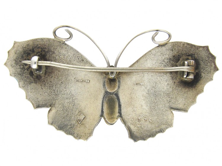 Silver & Blue Enamel Butterfly Brooch