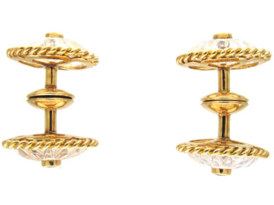 18ct Gold Moonstone & Sapphire Clip On Cufflinks
