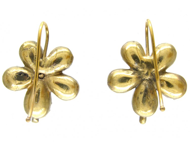 Georgian Flat Cut Almandine Garnet Pansy Earrings