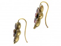Georgian Flat Cut Almandine Garnet Pansy Earrings