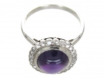 A Cased Set of 18ct White Gold & Amethyst & Diamond Earrings, Ring & Brooch
