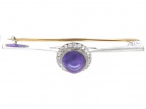 A Cased Set of 18ct White Gold & Amethyst & Diamond Earrings, Ring & Brooch