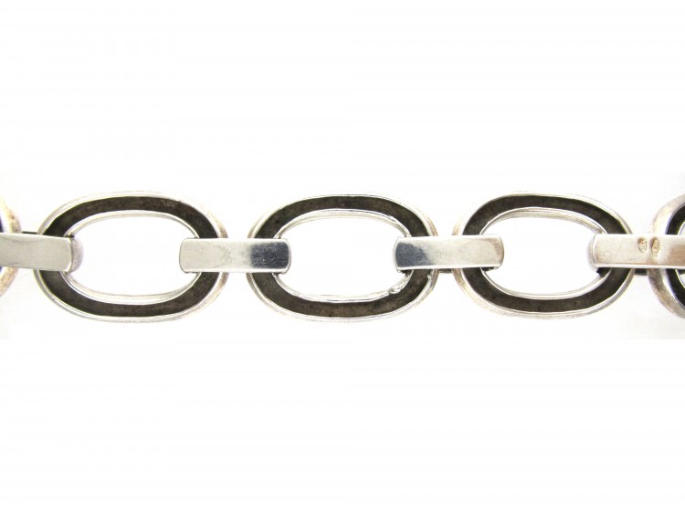 Silver Large Circle Link Bracelet