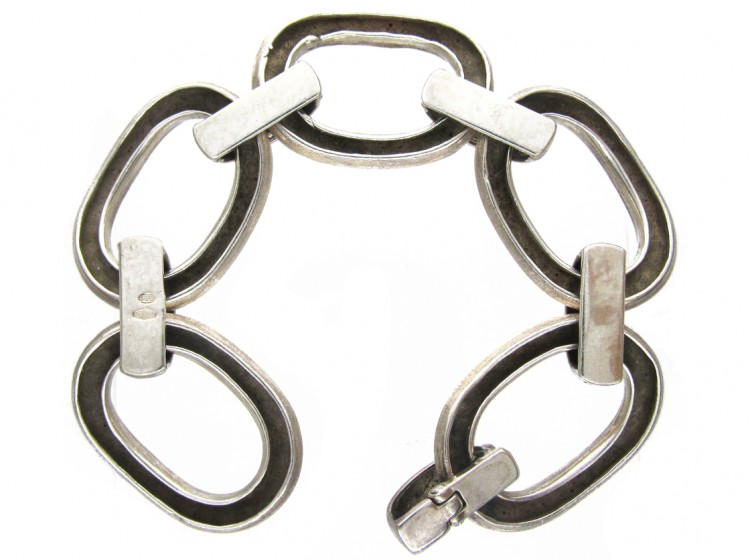 Silver Large Circle Link Bracelet