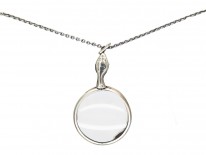 Silver Double Snake Quizzing Glass Pendant on Silver Chain