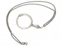 Silver Double Snake Quizzing Glass Pendant on Silver Chain