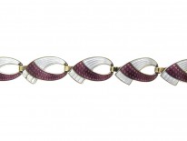Norwegian Vintage Silver, White & Mauve Enamel Bracelet
