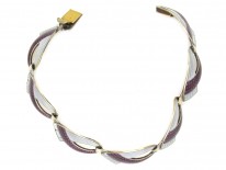 Norwegian Vintage Silver, White & Mauve Enamel Bracelet