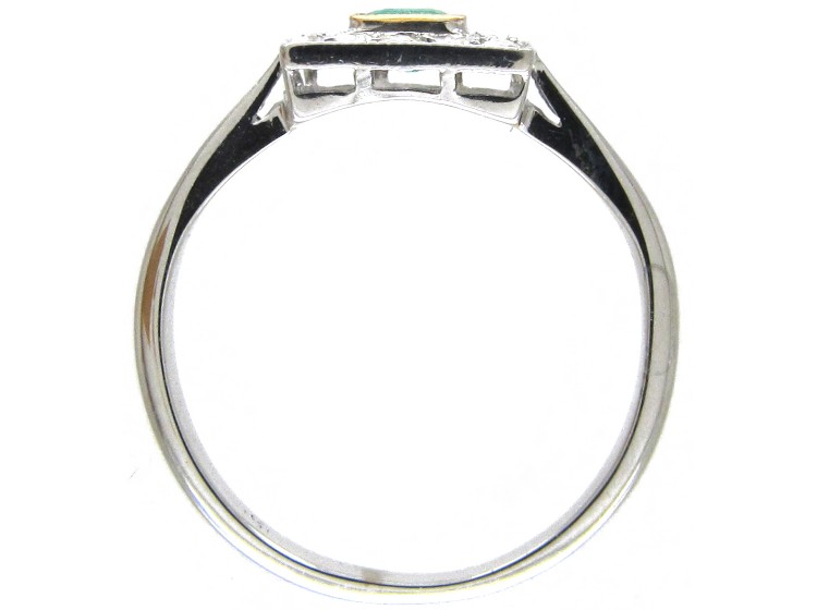Art Deco Emerald & Diamond Square Ring