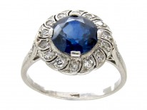 Art Deco Sapphire & Diamond Catherine Wheel Design Ring